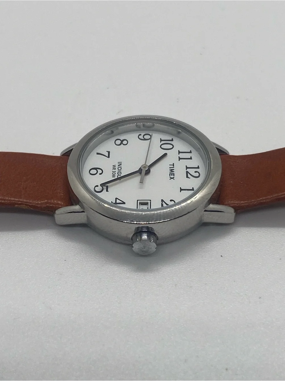 Timex Silver Case White Dial Brown Strap Women's Watch